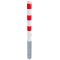 Barrier posts | Steel tube 70 x 70 mm | removable, with triangular locking mechanism | hot-dip galvanized and white coated withthree red reflecting stripes | with 1 eyelet